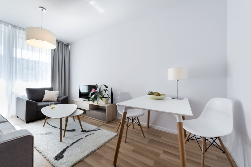 Modern white interior design room in scandinavian style